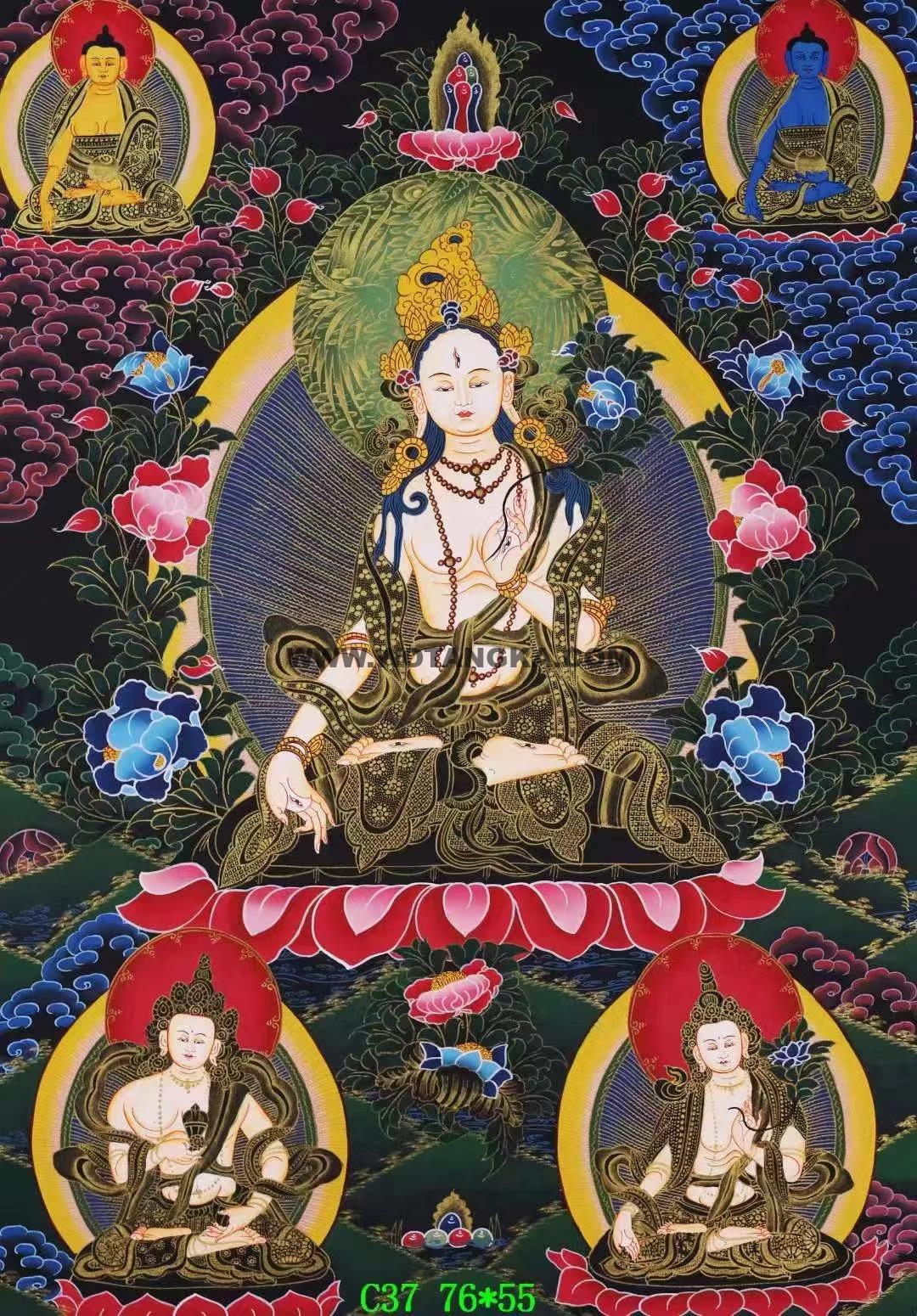 编号138-484600:黑金唐卡-白度母(76*55CM左右)