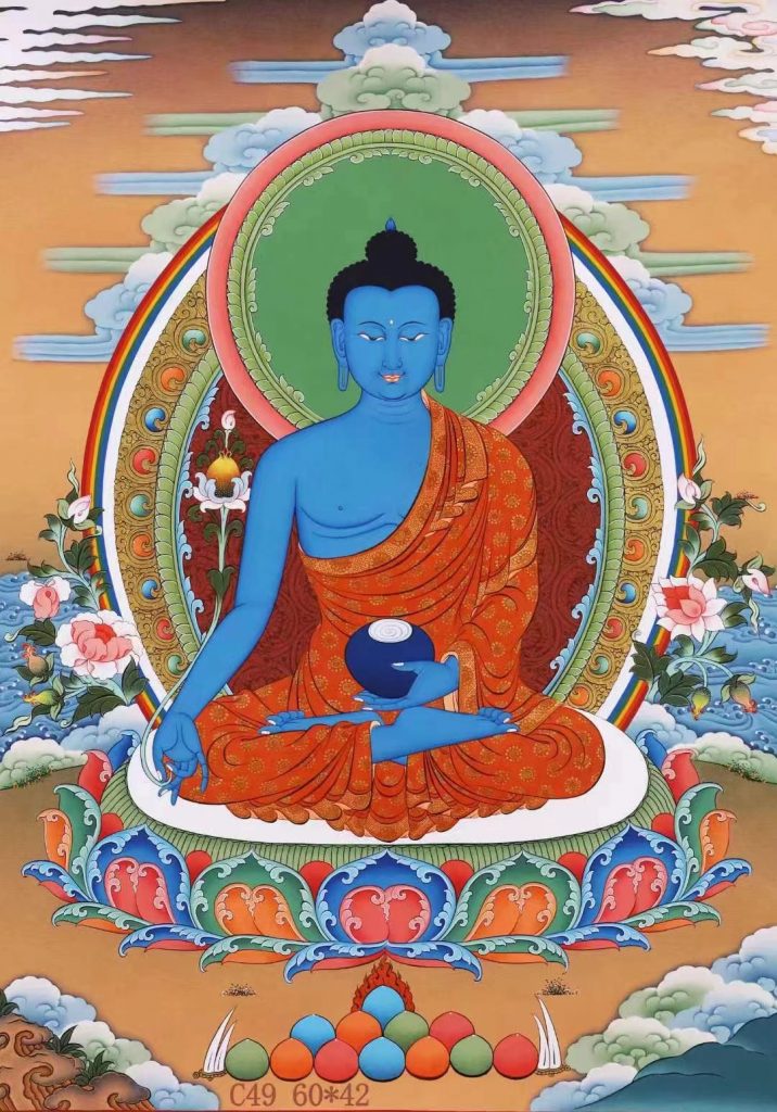编号138-505097：彩绘唐卡-药师佛（60*42CM左右）