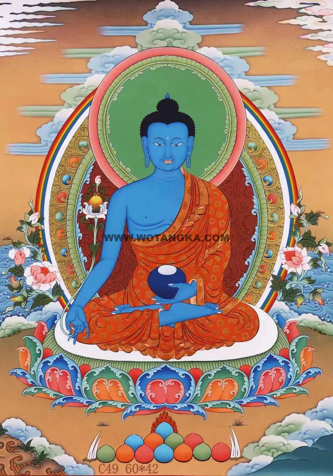 编号138-505097:彩绘唐卡-药师佛(60*42CM左右)