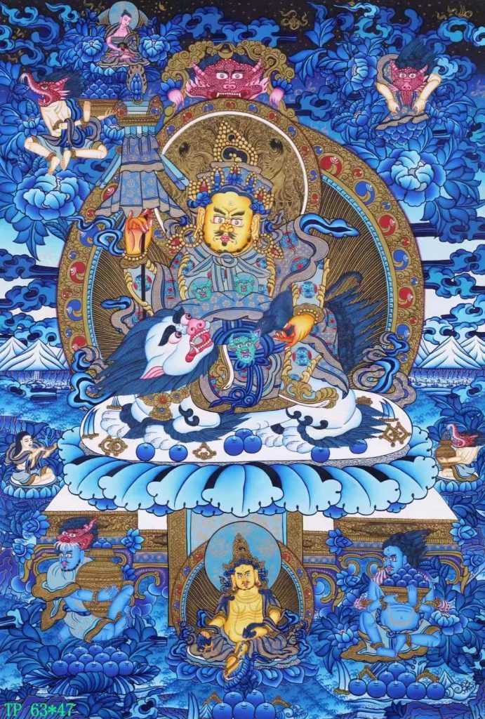 编号138-505422：蓝金唐卡-财宝天王（63*47CM左右）