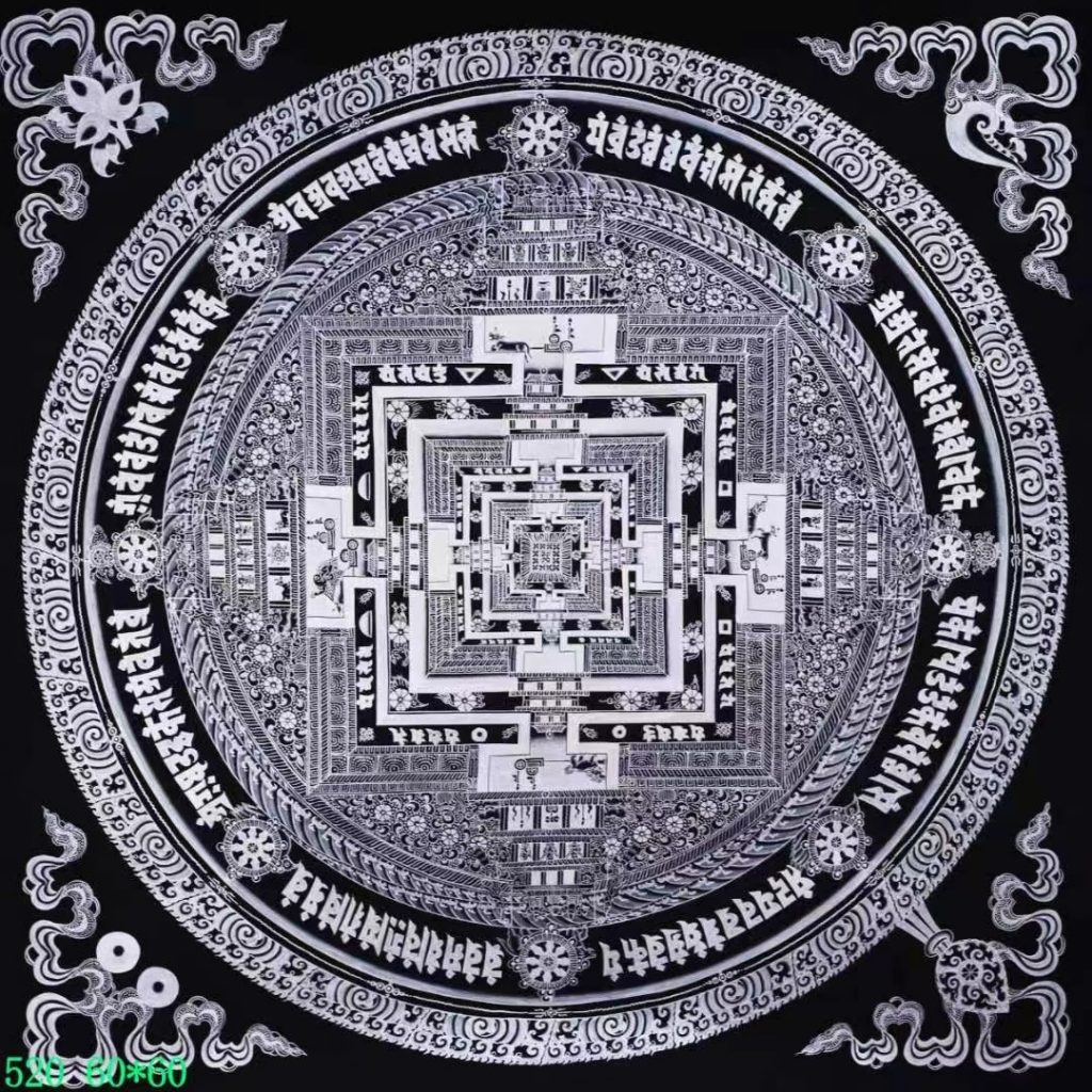编号138-519315：黑银唐卡-时轮金刚坛城（60*60CM左右）