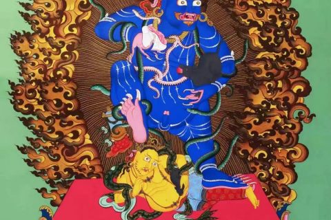 编号138-566358：彩绘唐卡-黑财神（75*50CM左右）