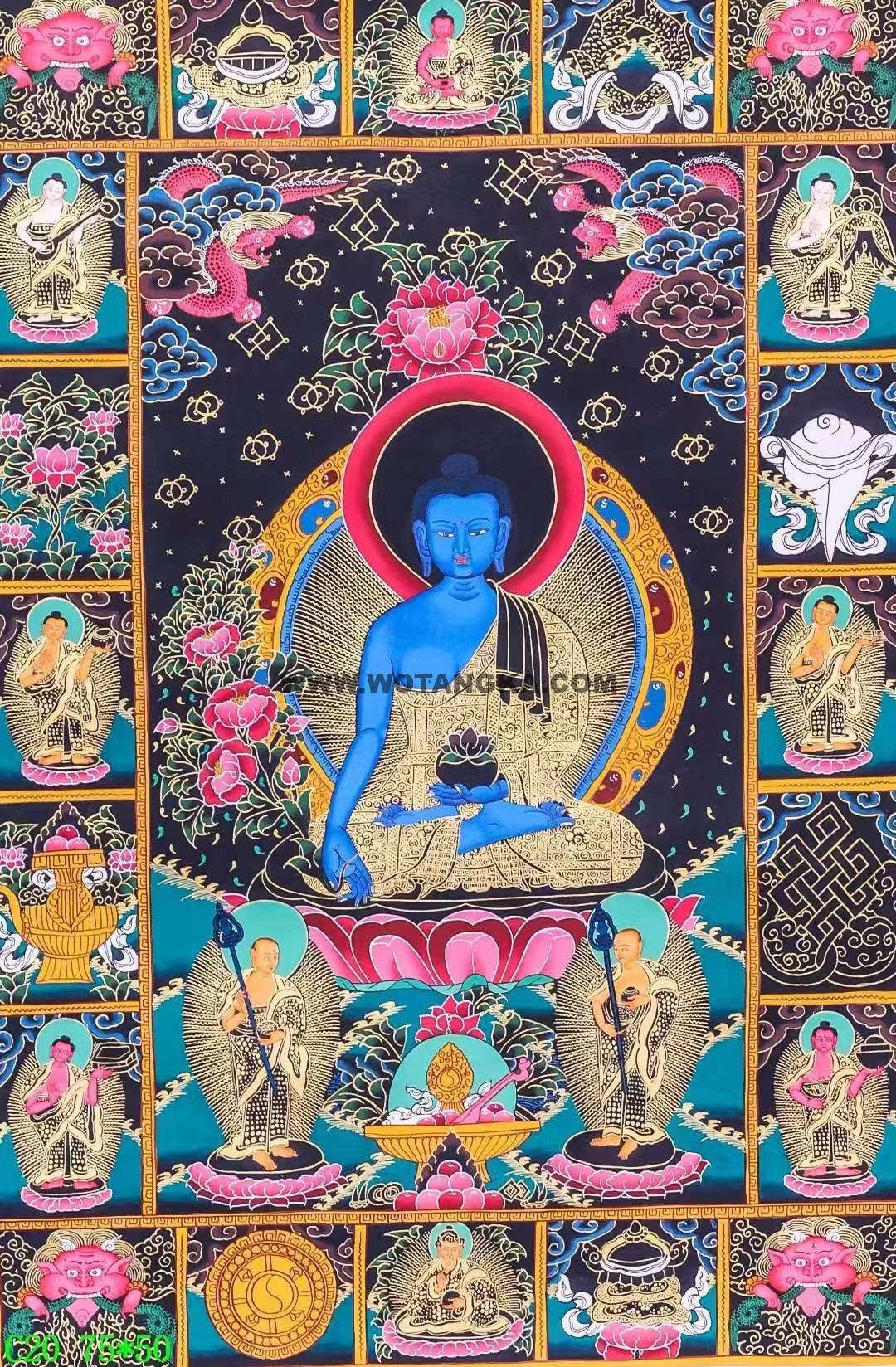 编号138-597939：黑金唐卡-药师佛（75*50CM左右）