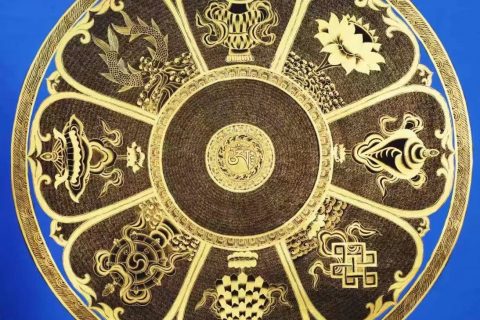 编号138-633291：黑金唐卡-吉祥八宝坛城（100*100CM左右）
