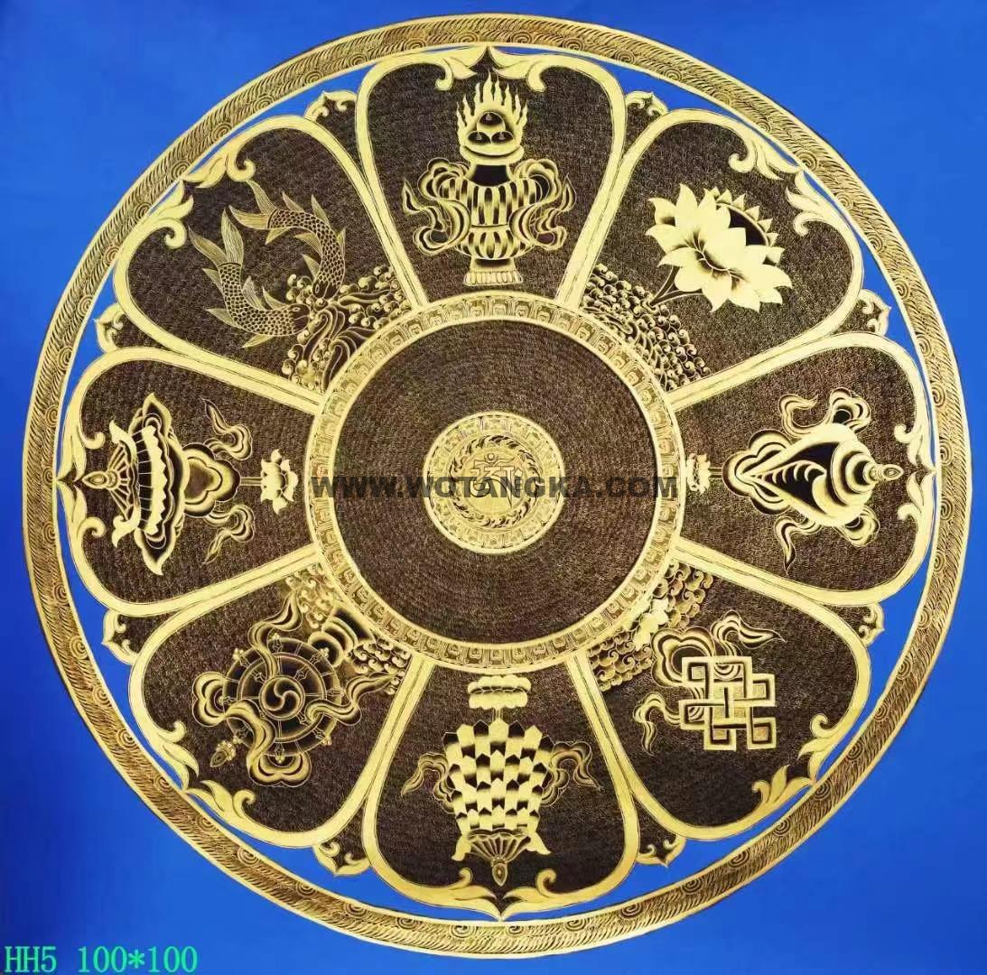 编号138-633291:黑金唐卡-吉祥八宝坛城(100*100CM左右)