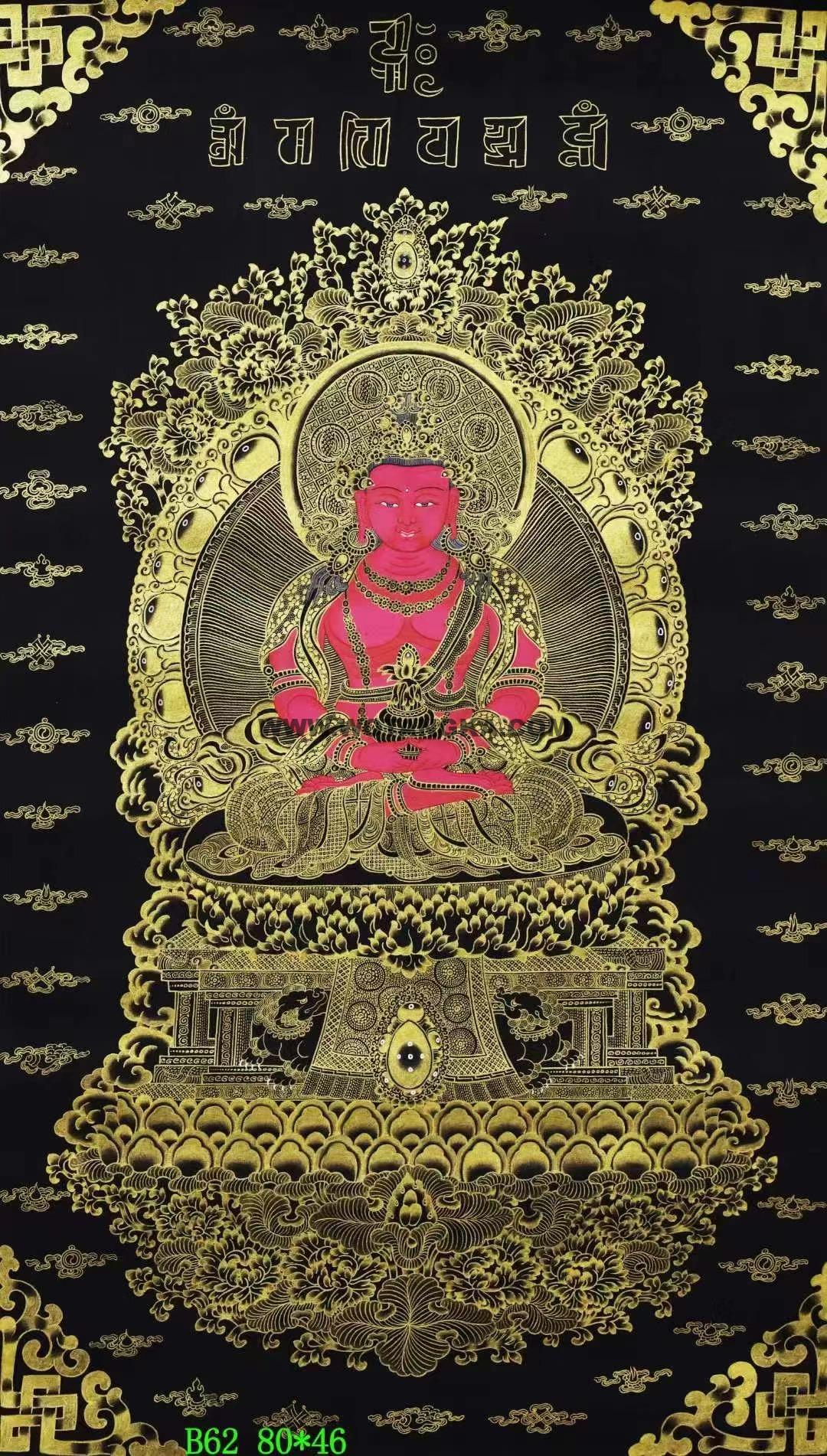编号138-692253：黑金唐卡-长寿佛（80*46CM左右）