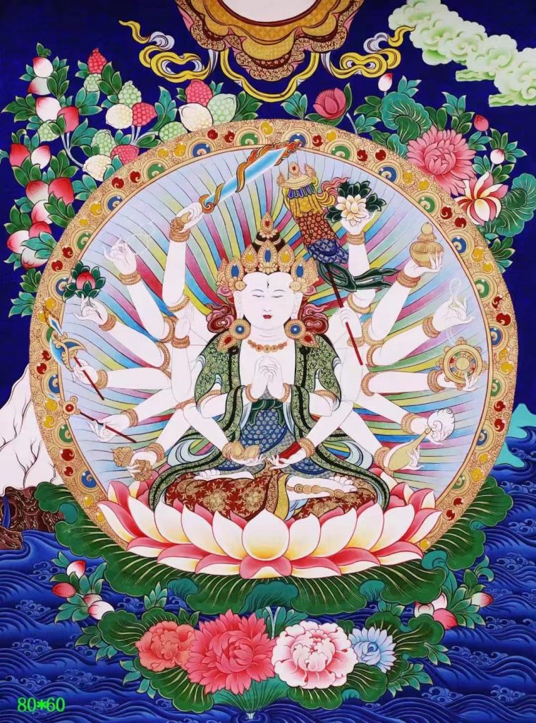 编号138-699604：彩绘唐卡-准提佛母（80*60CM左右）