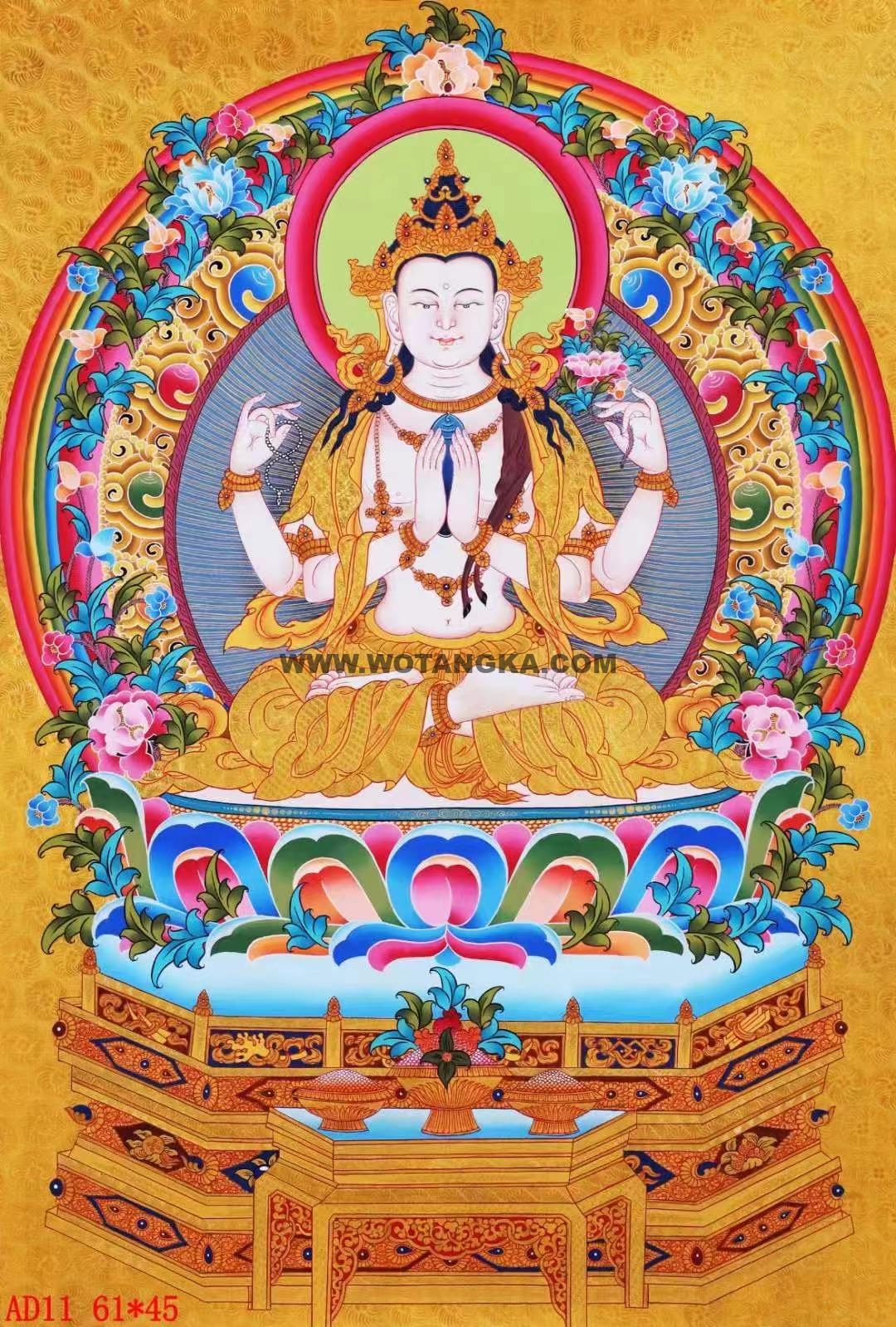 编号138-740795：黄金唐卡-四臂观音（61*45CM左右）