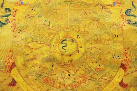 编号138-757930：黄金唐卡-六道轮回（100*70CM左右）