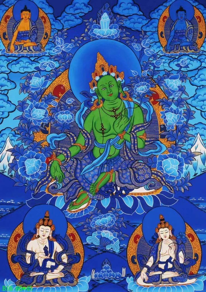 编号138-794512：蓝金唐卡-绿度母（60*45CM左右）