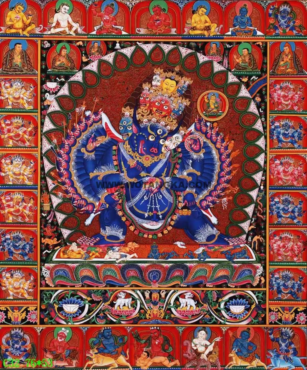 编号138-798216：彩绘唐卡-大威德金刚（76*53CM左右）