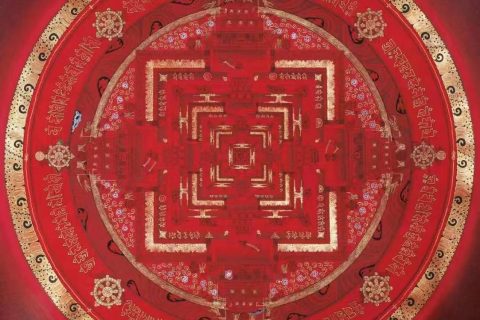 编号138-832206：红金唐卡-时轮金刚坛城（50*50CM左右）