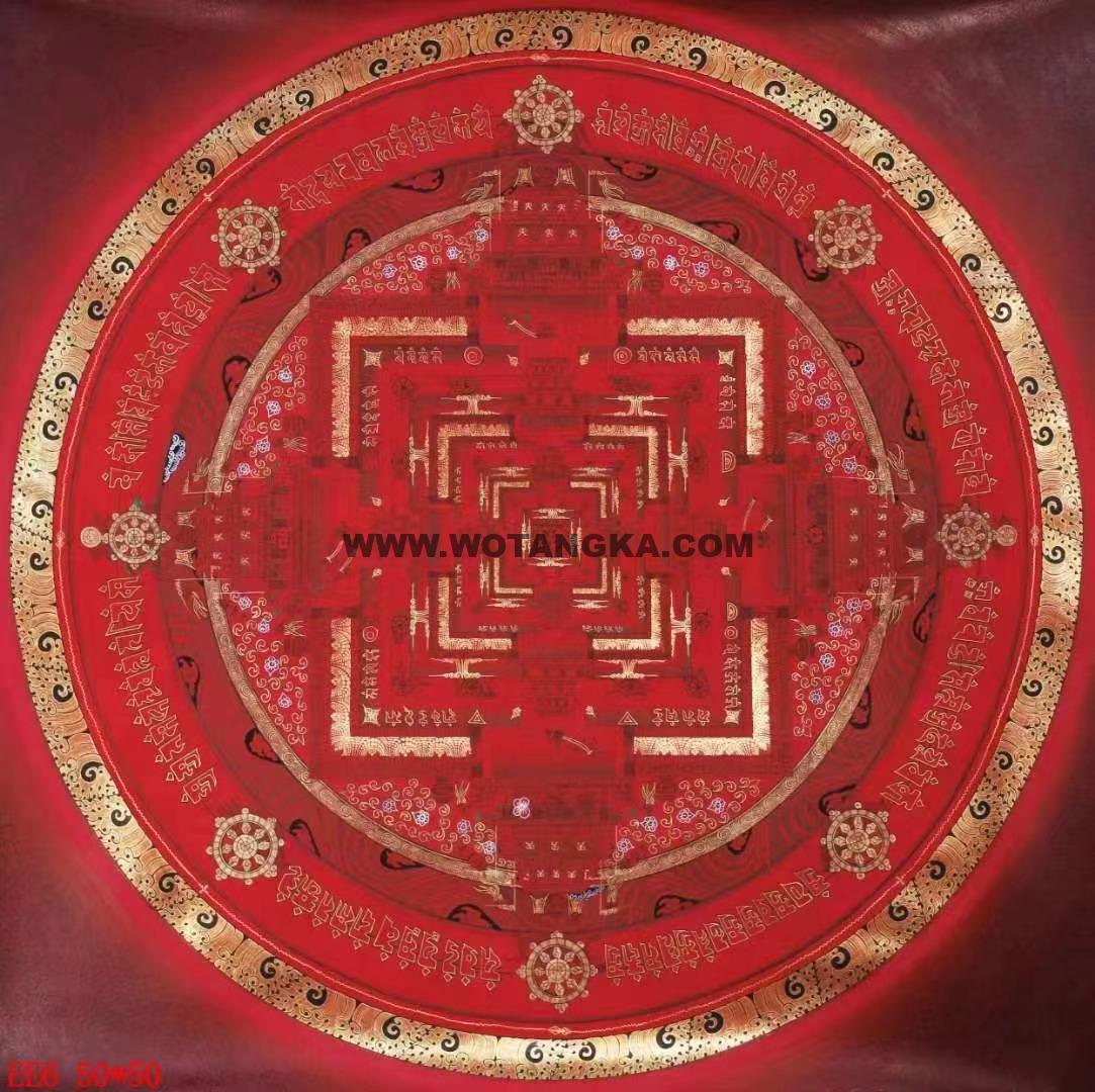 编号138-832206：红金唐卡-时轮金刚坛城（50*50CM左右）