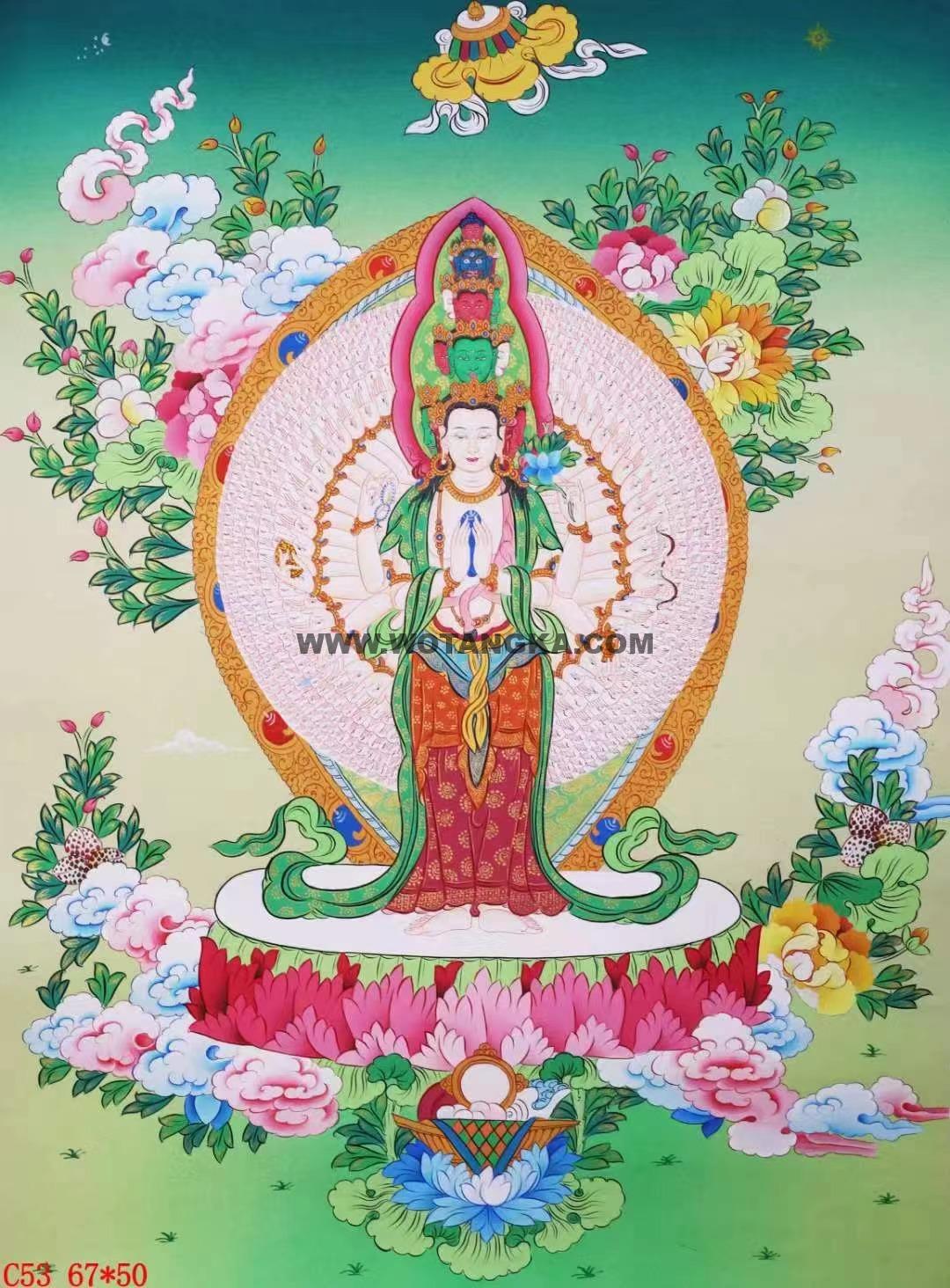 编号138-843505:彩绘唐卡-千手观音(67*50CM左右)