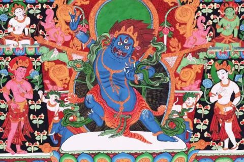 编号138-852182：彩绘唐卡-金刚手菩萨（76*59CM左右）