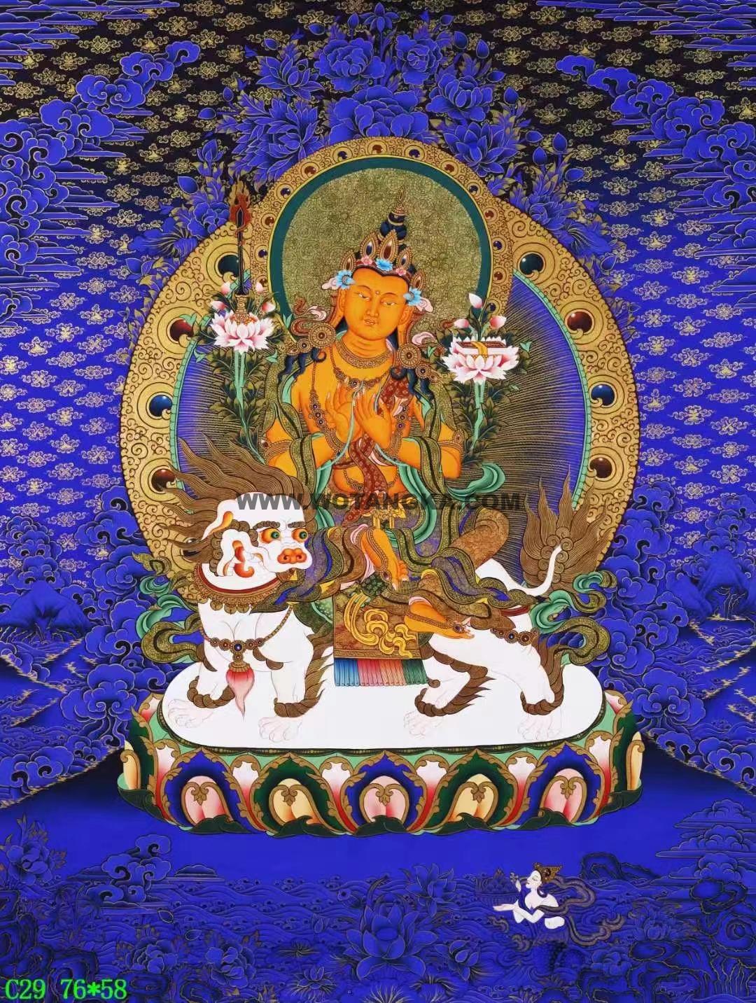 编号138-890023：蓝金唐卡-文殊菩萨（76*50CM左右）