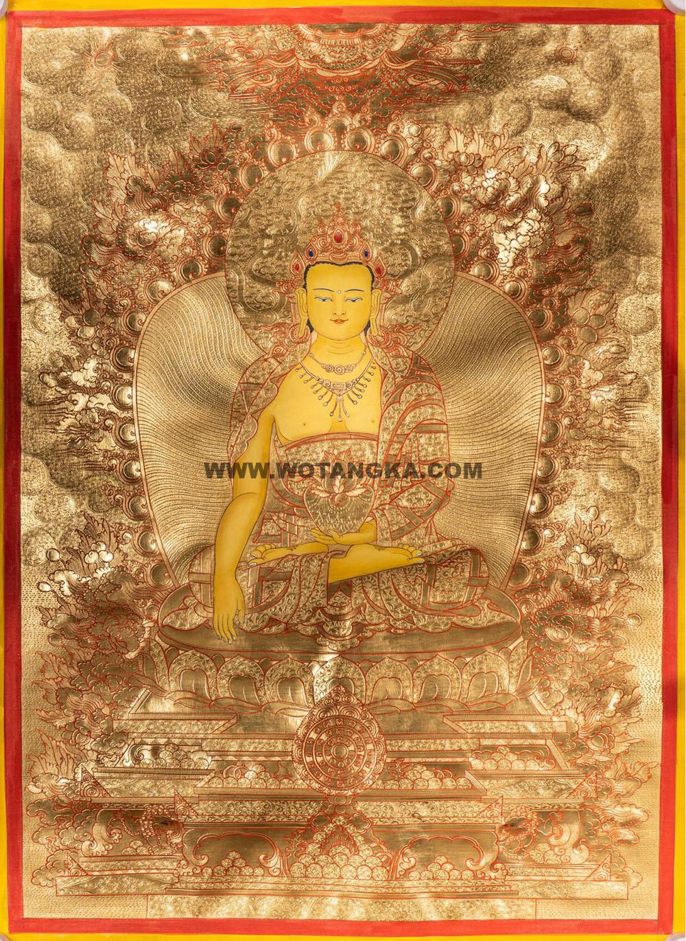 热贡-索南多杰·画院：黄金唐卡-释迦牟尼佛（60*45CM左右）