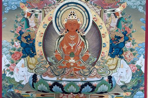 编号188-134876：彩绘唐卡-长寿佛（100*70CM左右）