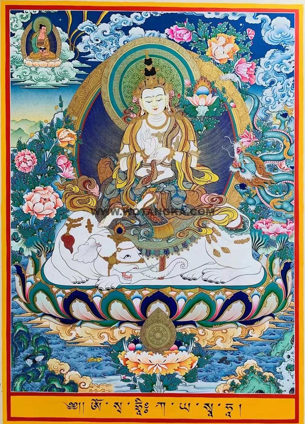 热贡-索南多杰·画院:彩绘唐卡-普贤菩萨(70*45CM左右)