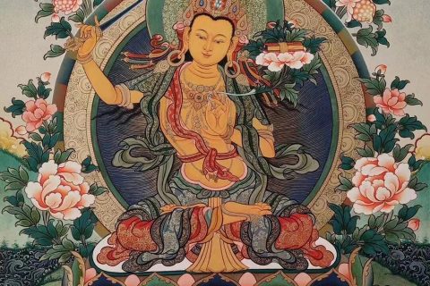 编号188-183449：彩绘唐卡-文殊菩萨（60*45CM左右）