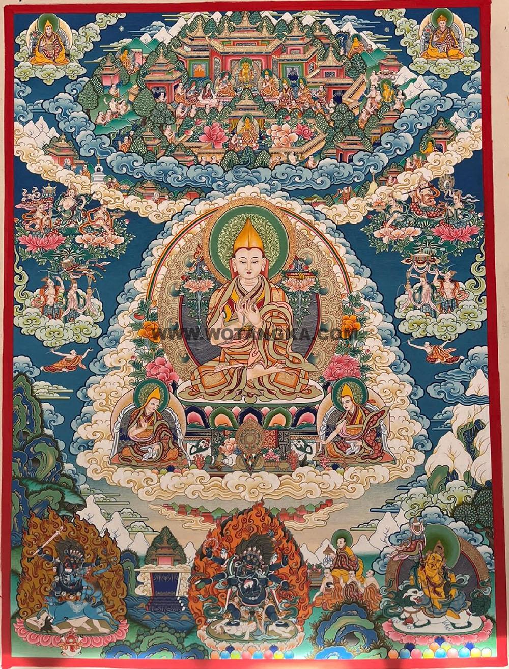 编号188-360507:彩绘唐卡-宗喀巴大师·格鲁派皈依境(130*95CM左右)