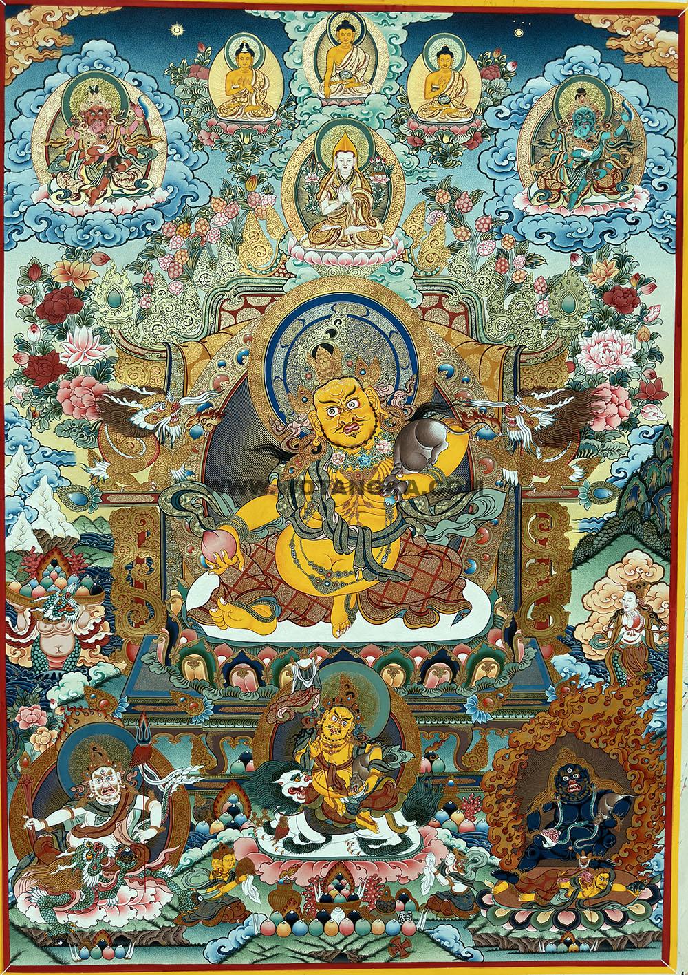 编号188-435667:彩绘唐卡-黄财神·五方财神(120*90CM左右)