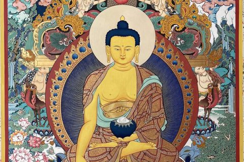 编号188-446648：彩绘唐卡-释迦牟尼佛（80*60CM左右）