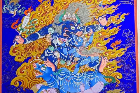 编号188-482991：彩绘唐卡-降阎魔尊（80*60CM左右）