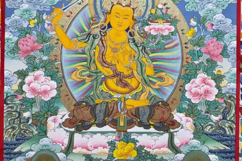 编号188-556837：彩绘唐卡-文殊菩萨·三怙主（80*60CM左右）