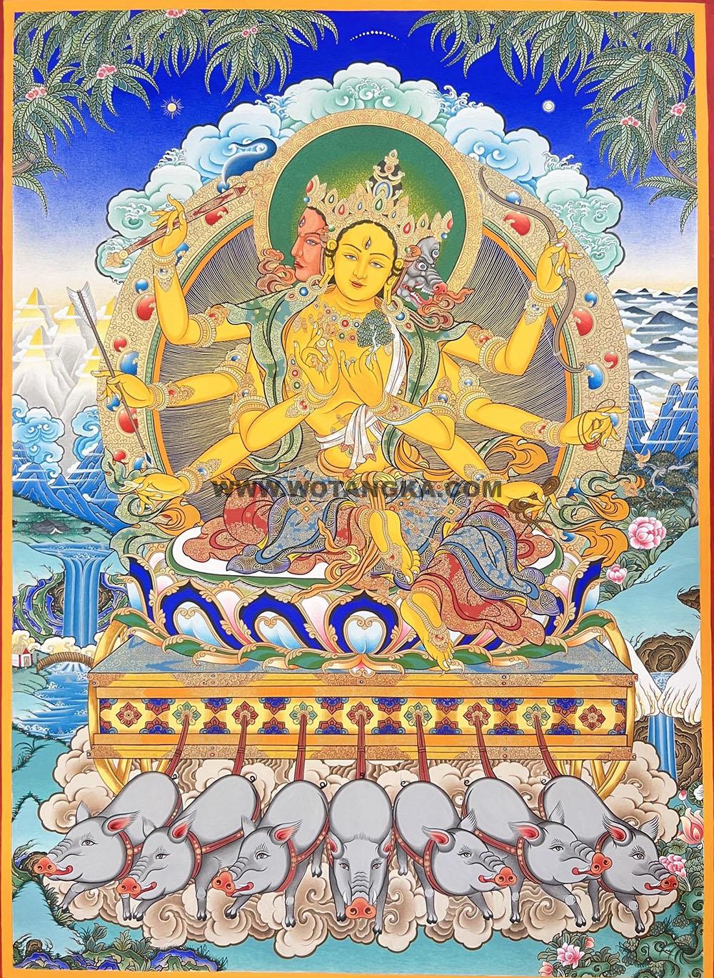 编号188-581930：彩绘唐卡-光明佛母·摩利支天（80*60CM左右）