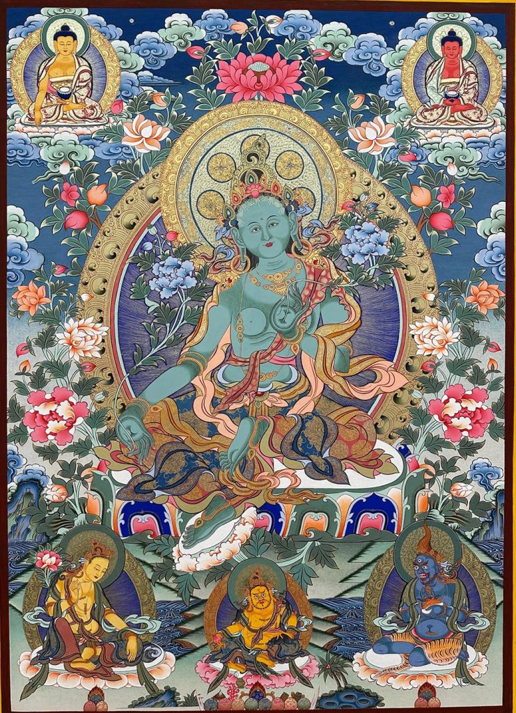 编号188-591681：彩绘唐卡-绿度母（80*60CM左右）