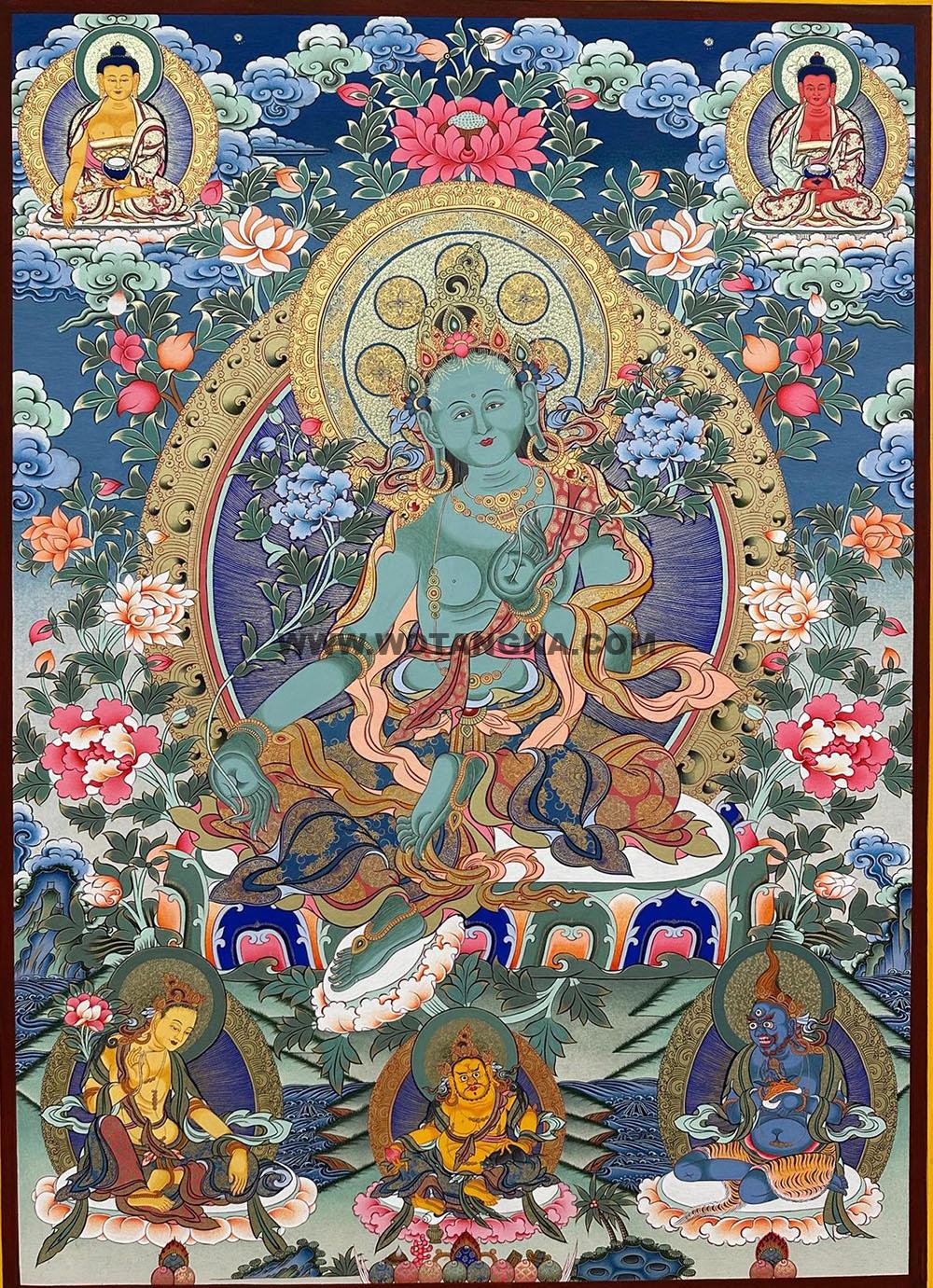 编号188-591681:彩绘唐卡-绿度母(80*60CM左右)