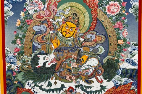 编号188-628577：彩绘唐卡-财宝天王·五方财神（100*70CM左右）