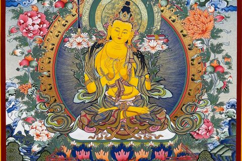 编号188-632719：彩绘唐卡-文殊菩萨·五部文殊（100*70CM左右）
