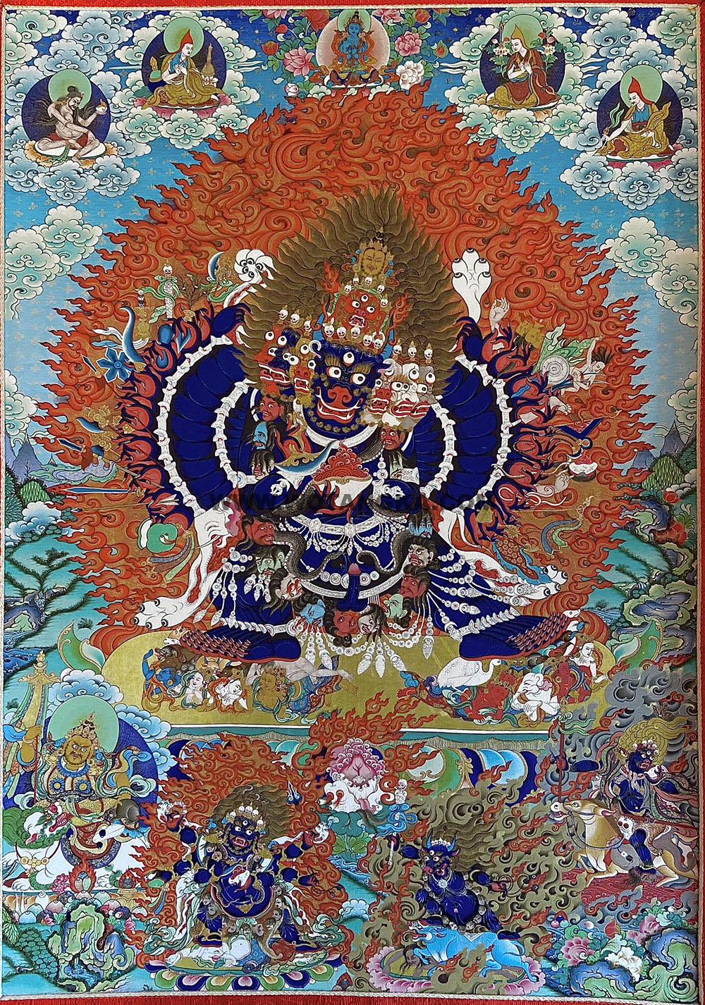 编号188-7474231:彩绘唐卡-大威德金刚(100*70CM左右)