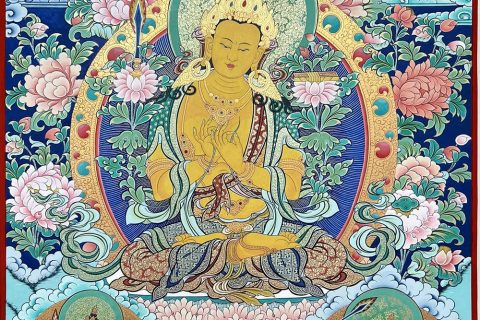 编号188-853072：彩绘唐卡-文殊菩萨·五部文殊（80*60CM左右）