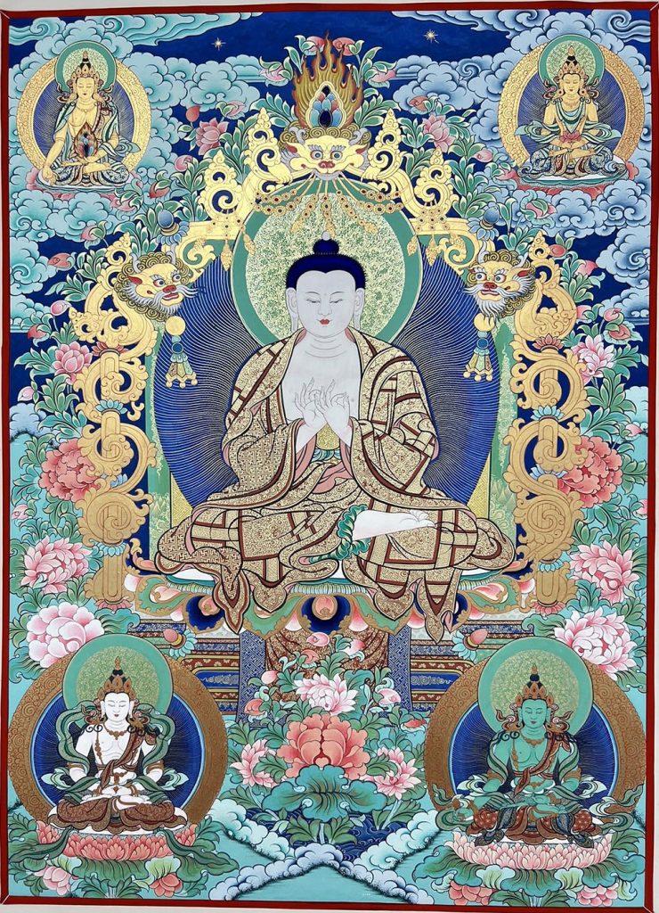 编号188-872033：彩绘唐卡-大日如来·五方佛（80*60CM左右）