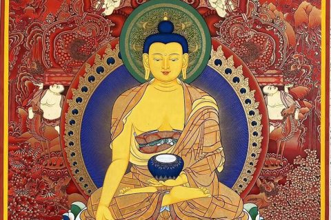 编号188-898261：红金唐卡-释迦牟尼佛（100*70CM左右）