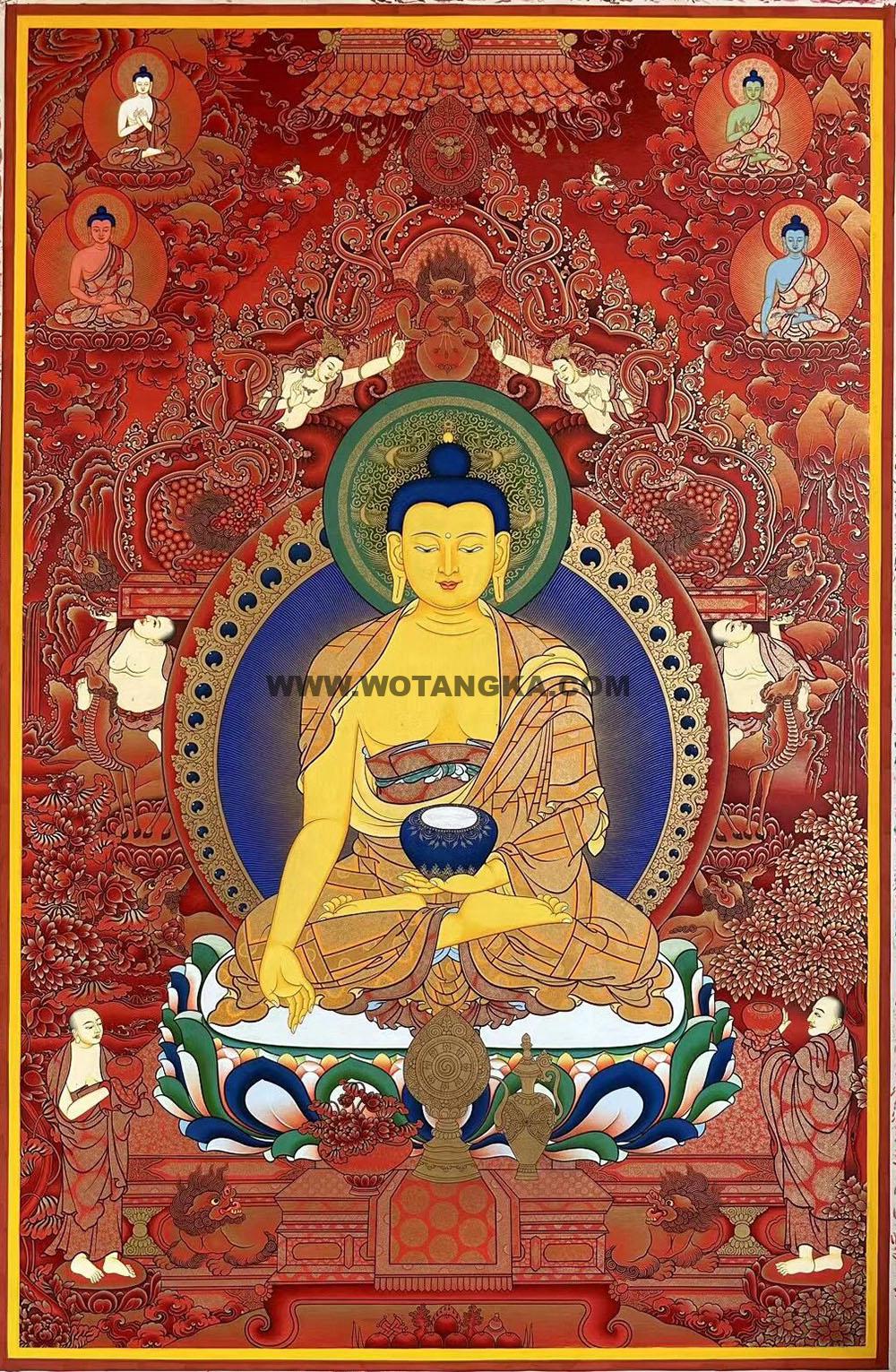 热贡-索南多杰·画院：红金唐卡-释迦牟尼佛（100*70CM左右）