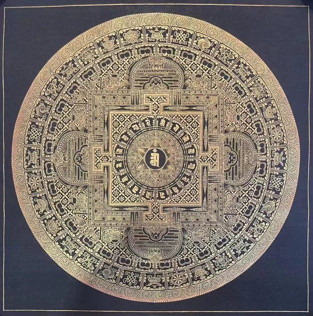 编号191-298303：黑金唐卡-时轮金刚坛城（20*20CM左右）