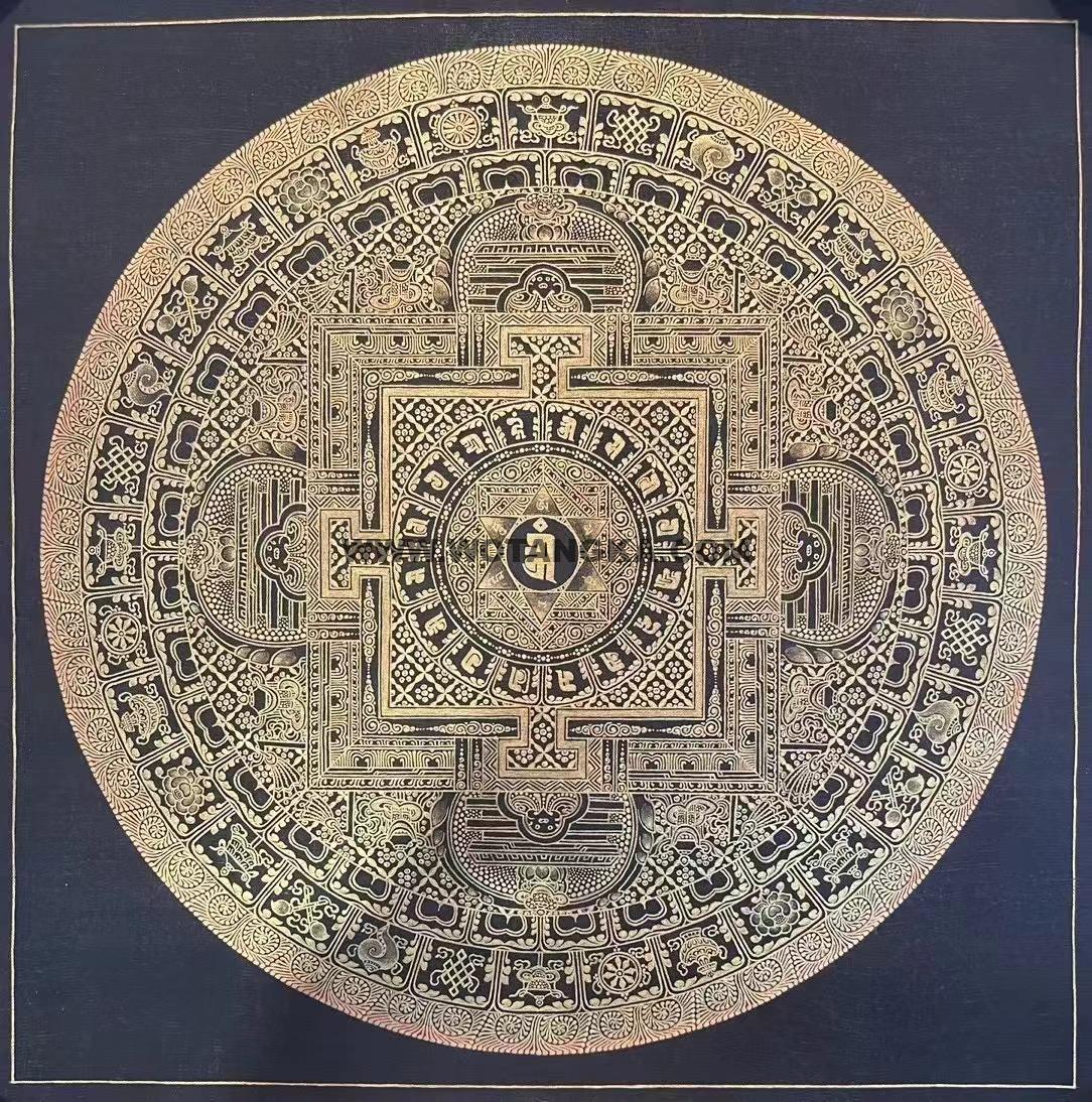 编号191-298303:黑金唐卡-时轮金刚坛城(20*20CM左右)