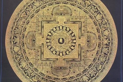 编号191-319051：黑金唐卡-时轮金刚坛城（20*20CM左右）