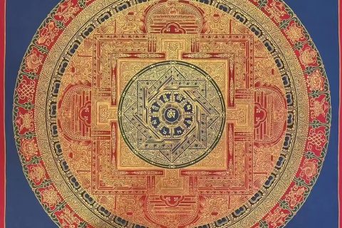 编号191-536034：彩绘唐卡-时轮金刚坛城（20*20CM左右）