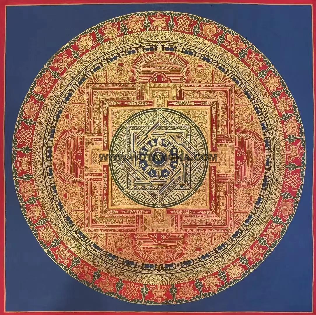 编号191-536034：彩绘唐卡-时轮金刚坛城（20*20CM左右）