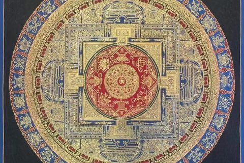 编号191-577545：彩绘唐卡-时轮金刚坛城（20*20CM左右）
