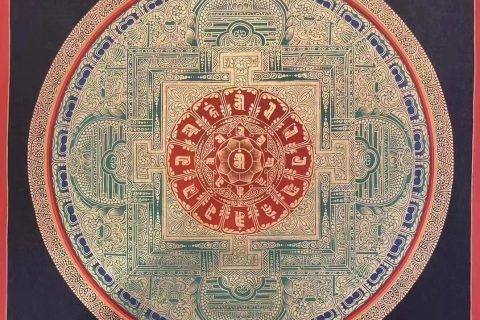 编号191-665412：彩绘唐卡-时轮金刚坛城（20*20CM左右）