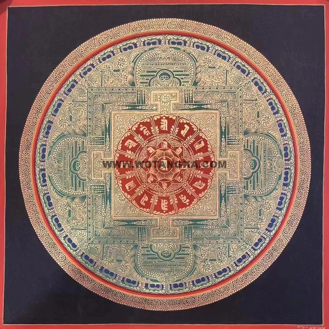 编号191-665412：彩绘唐卡-时轮金刚坛城（20*20CM左右）