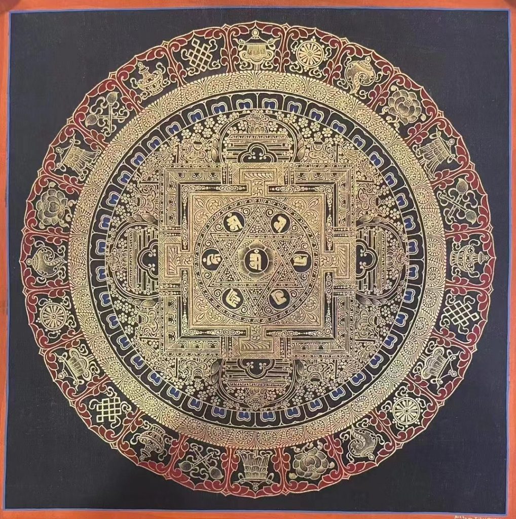 编号191-751340：彩绘唐卡-时轮金刚坛城（20*20CM左右）