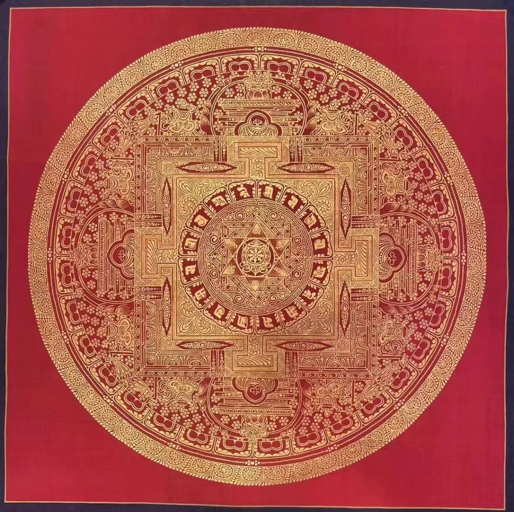 编号191-884785：红金唐卡-时轮金刚坛城（20*20CM左右）