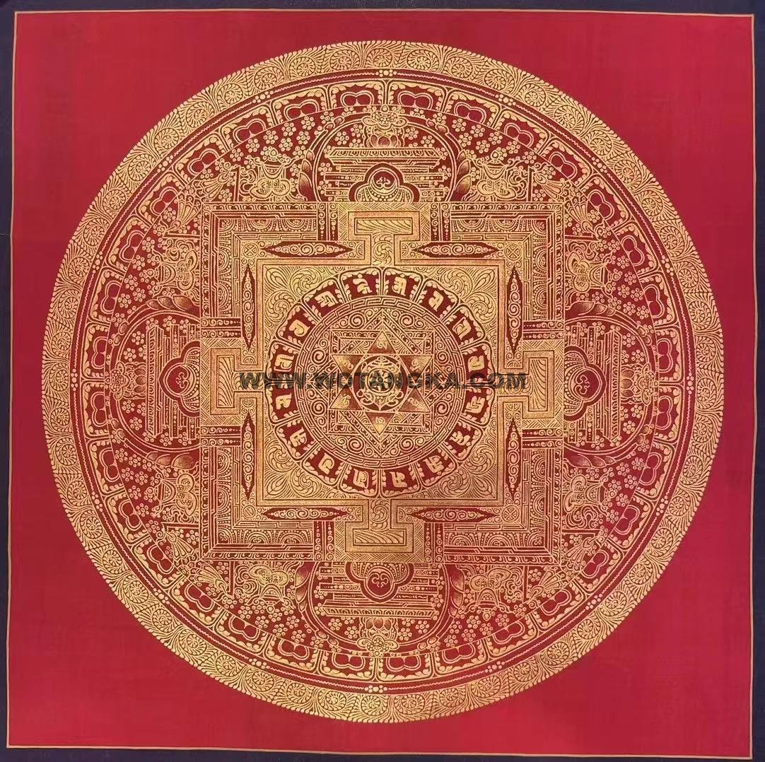 编号191-884785：红金唐卡-时轮金刚坛城（20*20CM左右）
